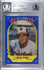 BAS 1981 Fleer Star Stickers Steve Stone #104 Authentic Auto 0o9