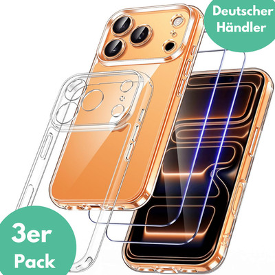 Hülle + 2X Schutzglas für iPhone 17 Pro Max Panzerfolie Display Case Screen 9H