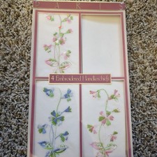 Vtg Lot of 3 Handkerchief Hankies Floral Embroidered Bride Paris Accessories NY