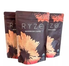RYZE Mushroom Coffee 3-Pack (90 Servings) Instant Organic Coffee Free Shipping
