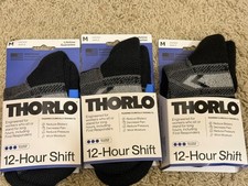 3 Thorlo Unisex 12-Hour Shift Lack Max Cushion Mid Calf Socks Size Medium READ 