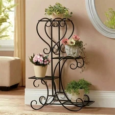 UNHO 4 Tier Metal Plant Stand Indoor Outdoor Garden Flower Pot Shelf Rack