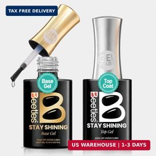 Gel Base and Top Coat Set 2Pcs 15ml, Stay Shining No Wipe Top Coat Gel Nail Poli