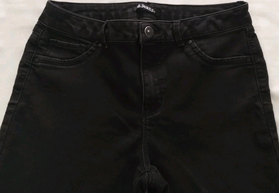 WOMEN'S d.Jeans BLACK SLIM JEGGING STRETCHY DENIM JEAN PANTS SIZE 12 x 26L ANKLE - Image 3 of 4