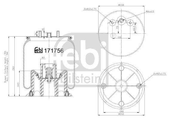 FEBI BILSTEIN 171756 Air Suspension Bellow Rear Fits VOLVO RENAULT TRUCKS