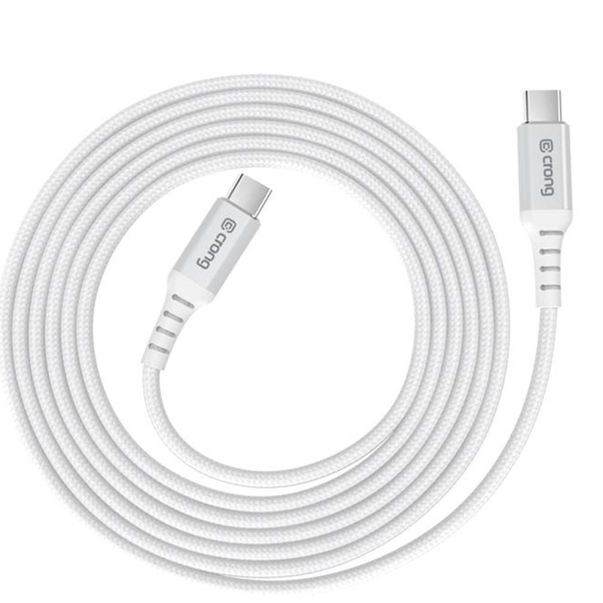 Câble USB-C vers USB-C 60W Armor Link Crong de 150cm noir en nylon tressé