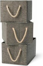 Foldable Storage Bins with Rope Handles, Large Closet Organizer Baskets, 3 Pack