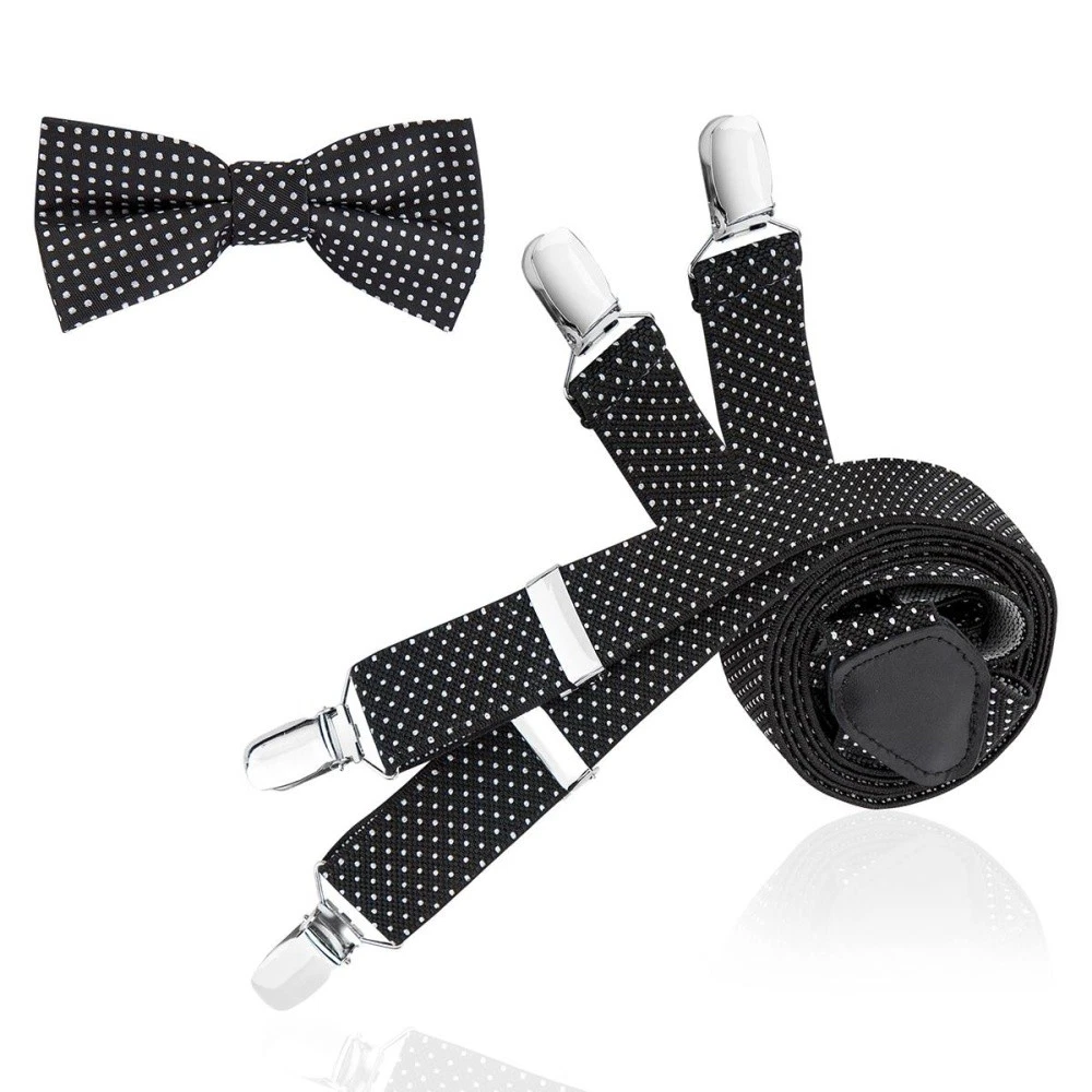 Set Bambini: Bretelle Regolabili A Y + Papillon | Elegante Per Matrimoni E Feste | Accessorio Compleanno E Natale