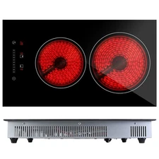 Dual Induction Burners Electric Cooktop 110V Total 1900W Stove Built-in Ceramic