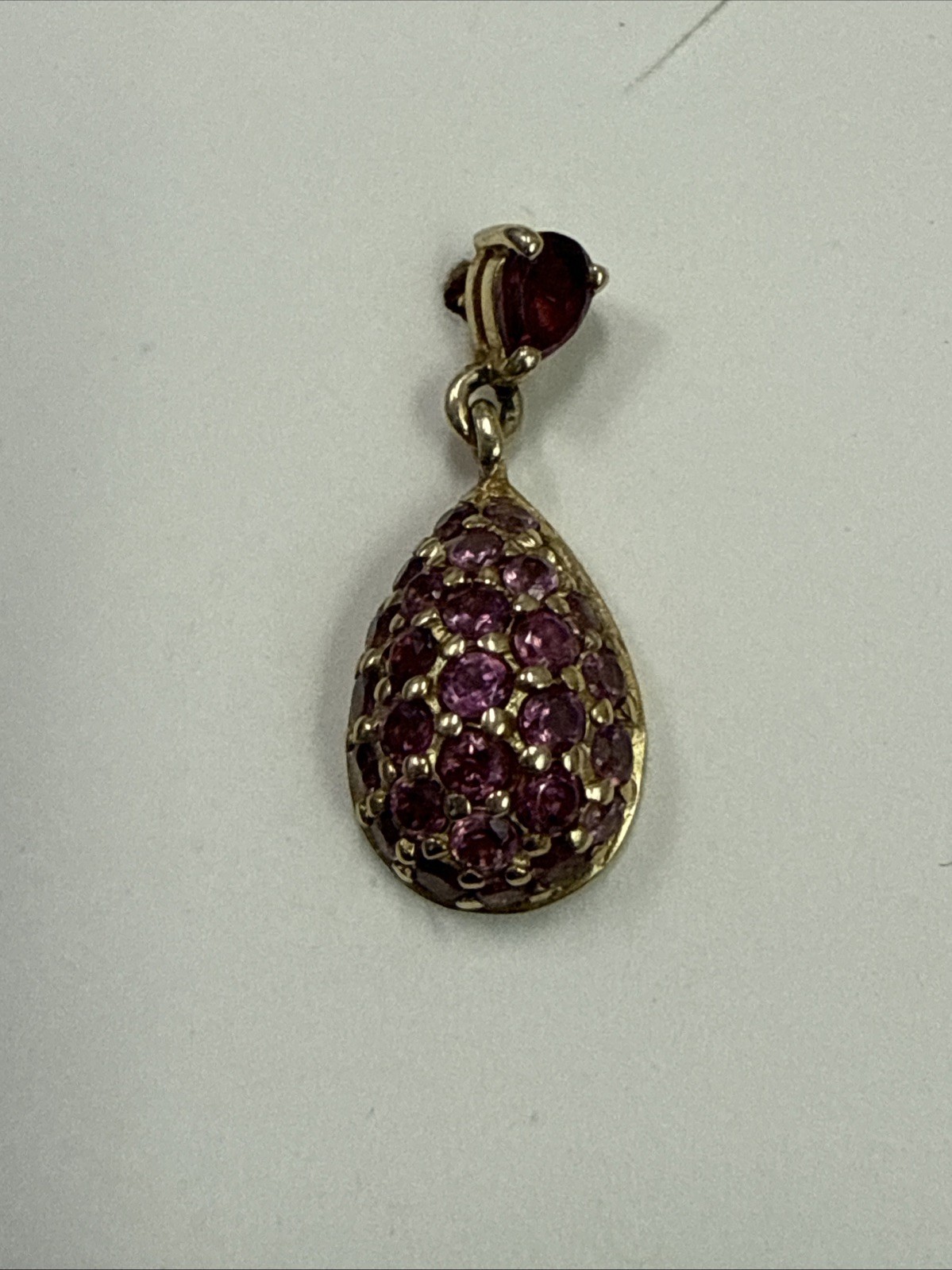 ❤️ 10K Yellow Gold Simulated Ruby Dangle Teardrop… - image 2