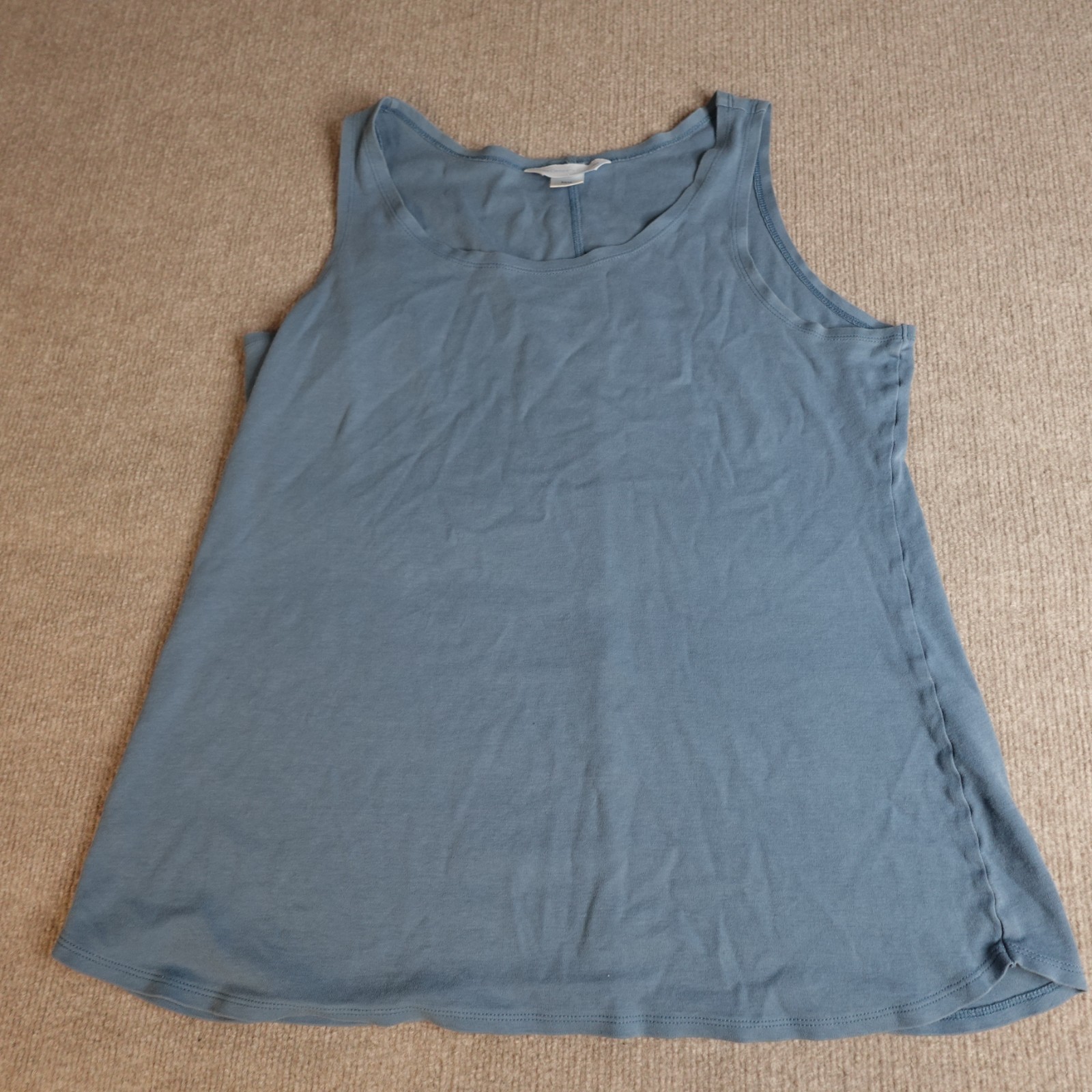The Company Store Womens Top Large Blue Tank Top Pima Cotton Made in Peru