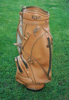 Bolsa de golf vintage Miller marrón mostaza 6 vías Staff