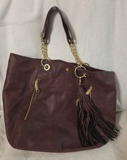 Steve Madden Brown Shoulder Bag Gold Hardware Tassel Chain Accents Bag Charm
