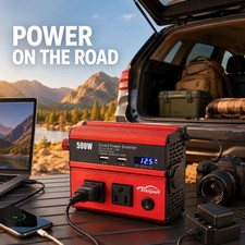 500W Power Inverter, Car/Light Truck 12V DC to 110V AC Converter USB and 3.0A