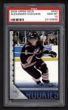 2005 UPPER DECK #443 ALEXANDER OVECHKIN ROOKIE CARD PSA 10 GEM MINT. rookie card picture
