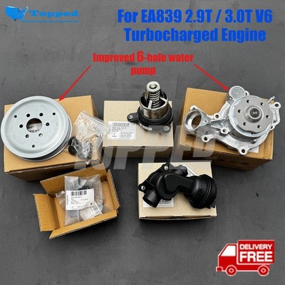 6Pcs Water Pump Thermostat Solenoid Valve Kit for Audi Porsche Bentley 2.9T 3.0T
