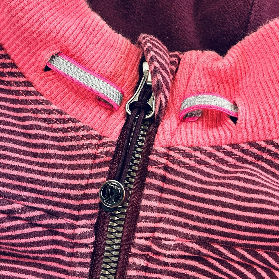 Lululemon Bliss Break Sudadera con Capucha Mujer 4 Rosa Púrpura Rayas Chaqueta Suéter Cremallera Foto 3 de 4