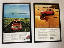 2x New Framed 1970’s Classic Mini Clubman Magazine Advert Print A4 Man Cave e