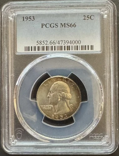Toned 1953-P Washington Quarter PCGS MS66      Free US Shipping