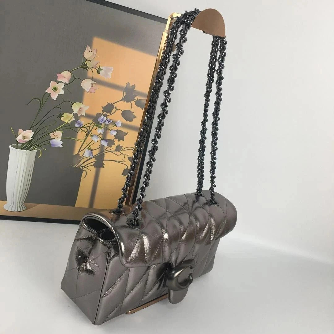 Coach Tabby Shoulder Bag 26 Quilted CW594 Dark Silver Crinkle