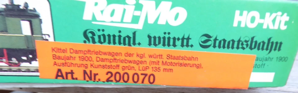 Rai-Mo H0 200 070 H0 Kittel-Dampftriebwagen Königl. württ. Staatsbahn Epoche 1 - Bild 4 von 4