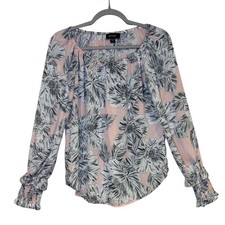 Karen Kane Womens Blouse Pink Small Floral Print Long Sleeve Floral