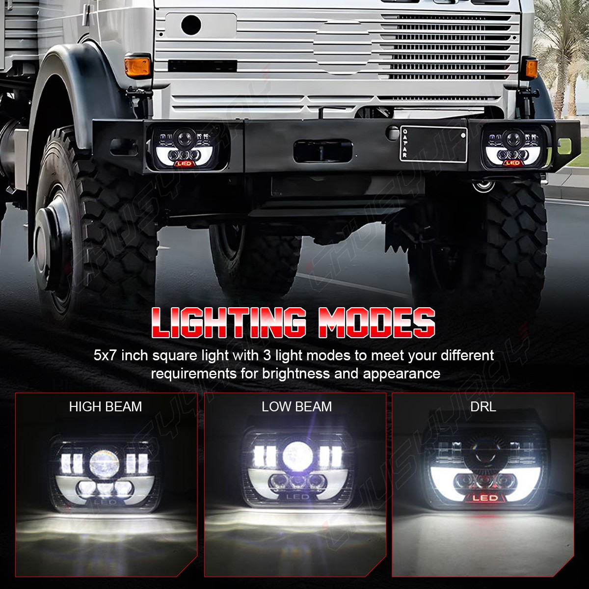 For Chevy Express Cargo Van 1500 2500 3500 Pair 7x6 5x7 LED Headlights Hi/Lo H4 thumbnail 3