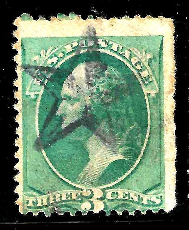 Shaded Star SON Fancy Cancel 3 Cent Washington Banknote 1871-1883 US 1A46