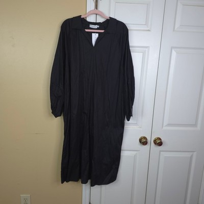 Harshman Tara Cotton Knee-length Shift Dress In Black Plus Size 2X