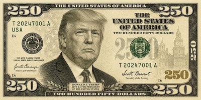 1079 Donald Trump 250 Dollar Bill Full-Sized