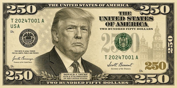 1079 Donald Trump 250 Dollar Bill Refrigerator Magnet Full-Sized