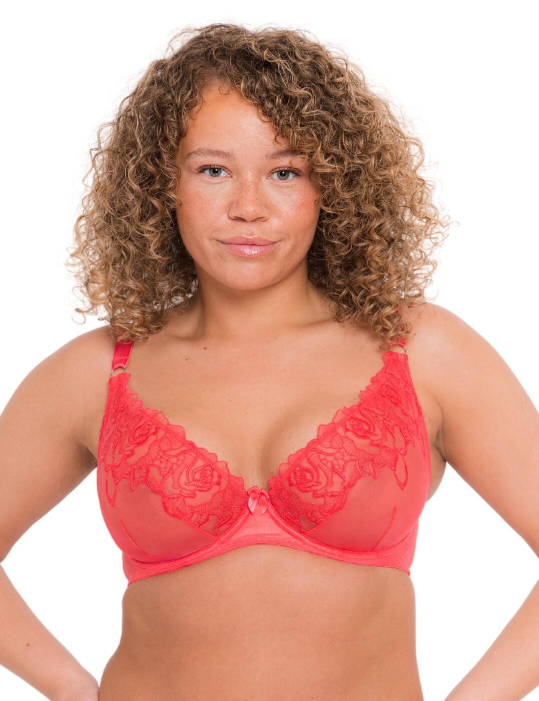 34D Curvy Kate Stand Out Bra Plunge Embroidered Underwired Lingerie CK049115