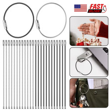 10Pcs Stainless Steel Wire Keychain 15cm Aircraft Cable Key Ring Luggage Loops