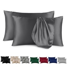 Pack Of 2 Satin Silk Pillowcase Silk Cover King Queen Size Luxury Cushion Cover
