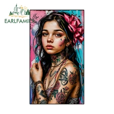 EARLFAMILY 5.1" Tattooed Girl Car Sticker Trolley Removable Artistic SUV Decal