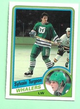 (1) SYLVAIN TURGEON 1984-85 O-PEE-CHEE # 79 WHALERS ROOKIE EX-MT CARD (M8056). rookie card picture