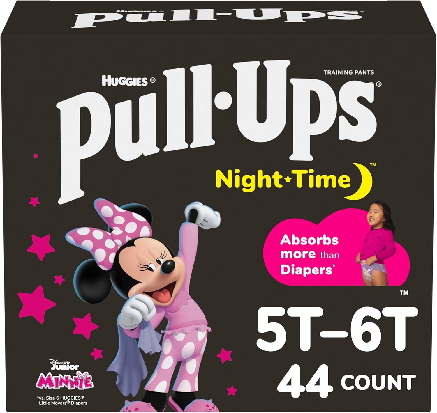 Huggies 44 Pack Pull-Ups - Night Time Girl's 5T/6T Potty Tra