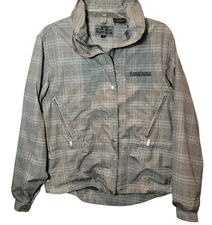 Kings North Golf Gray Plaid Jacket Women's Small Sun Ice Rain Windbreaker 