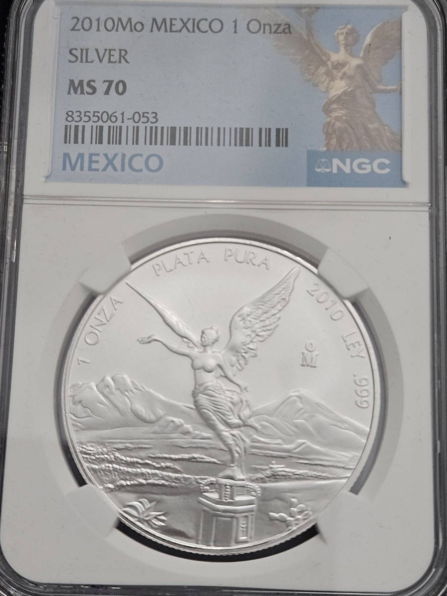 2010 Mo Mexico 1 Onza Silver Libertad NGC MS70 Perfect Grade BU