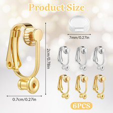 6 Pieces Clip-On Earring Converter and 6 Pieces Silicone Earring Pads Non-Pie...