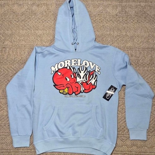 Lonely Hearts Club “More Love” Graphic Hoodie Baby Blue Medium Pullover