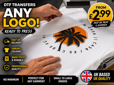 DTF Wärmeübertragungen UK jedes Logo druckfertig schneller Versand