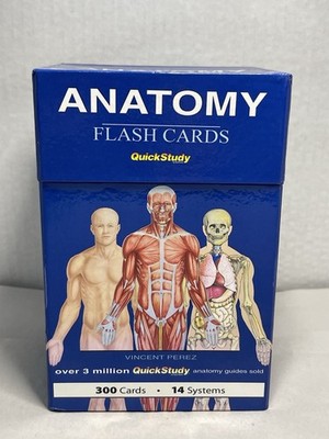 Anatomy Flash Cards QuickStudy 14 Systems 300 Cards W/Box Educational Preowned