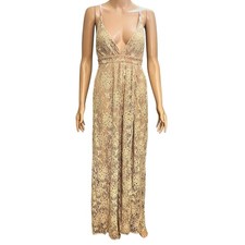Lulus Lace Maxi Dress XS Plunging Halter Neck Slit Coquette Romantic Victorian