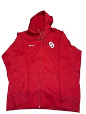 Nike Oklahoma Sooners Men's Jacket Large Gray Red Therma Fit Hoodie Full Zip