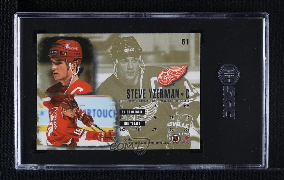 1995-96 Fleer Ultra Gold Medallion Edition Steve Yzerman #51 SGC 8 HOF - Image 2 of 2