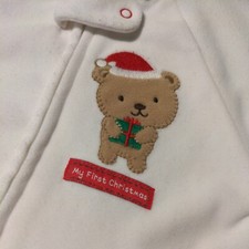 Carters 0-9 month Baby's First Christmas White Teddy Bear Fleece Zip Sleep Sack