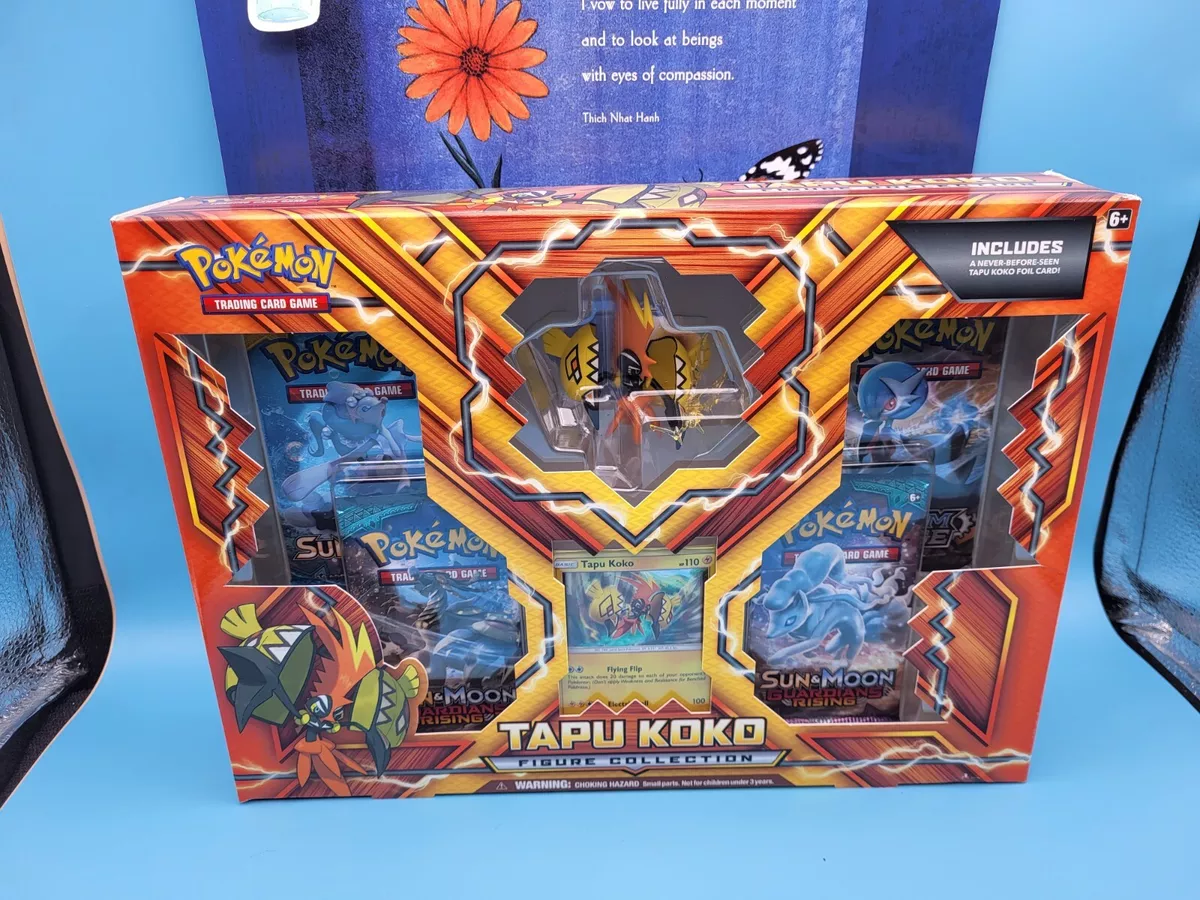 Pokemon TCG Tapu Koko Figure Collection Box ( 4 Booster Packs ) New