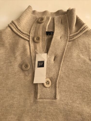 Men's Gap Small Cotton Spandex Mock Neck 4 Button Sweater Slim Fit $49 Retail - Picture 2 of 6