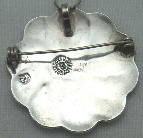 HERMOSO COLLAR BROCHE/COLGANTE DE PLATA ESTERLINA Y ABULÓN TAXCO ESTATE 16" - Imagen 4 de 6